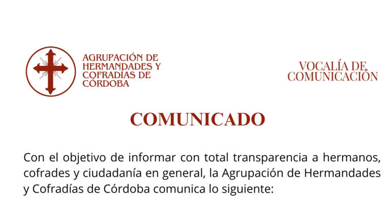 COMUNICADO DE LA AGRUPACIÓN DE HHYCC