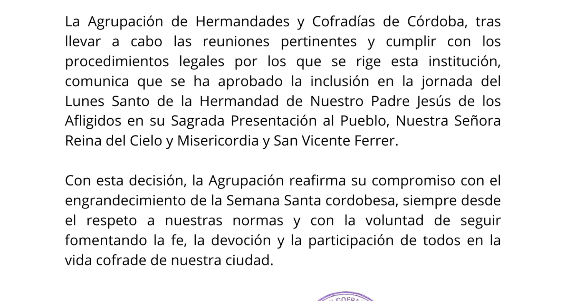COMUNICADO