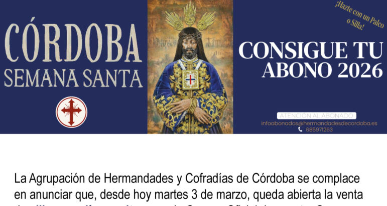 La Agrupación de Hermandades abre la venta de sillas y abonos para la Semana Santa de Córdoba 2026